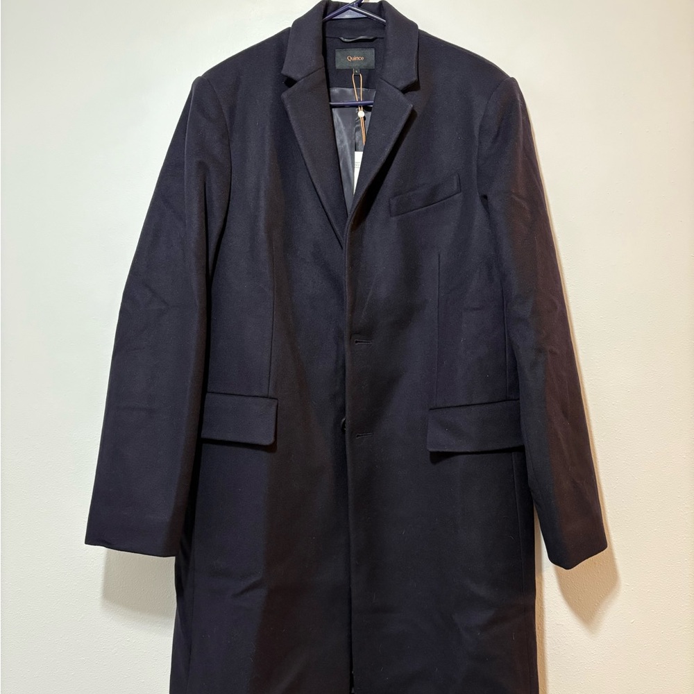 NWT Quince Italian Wool Overcoat Cadet Blue Navy Men’s Size Large $180 3365